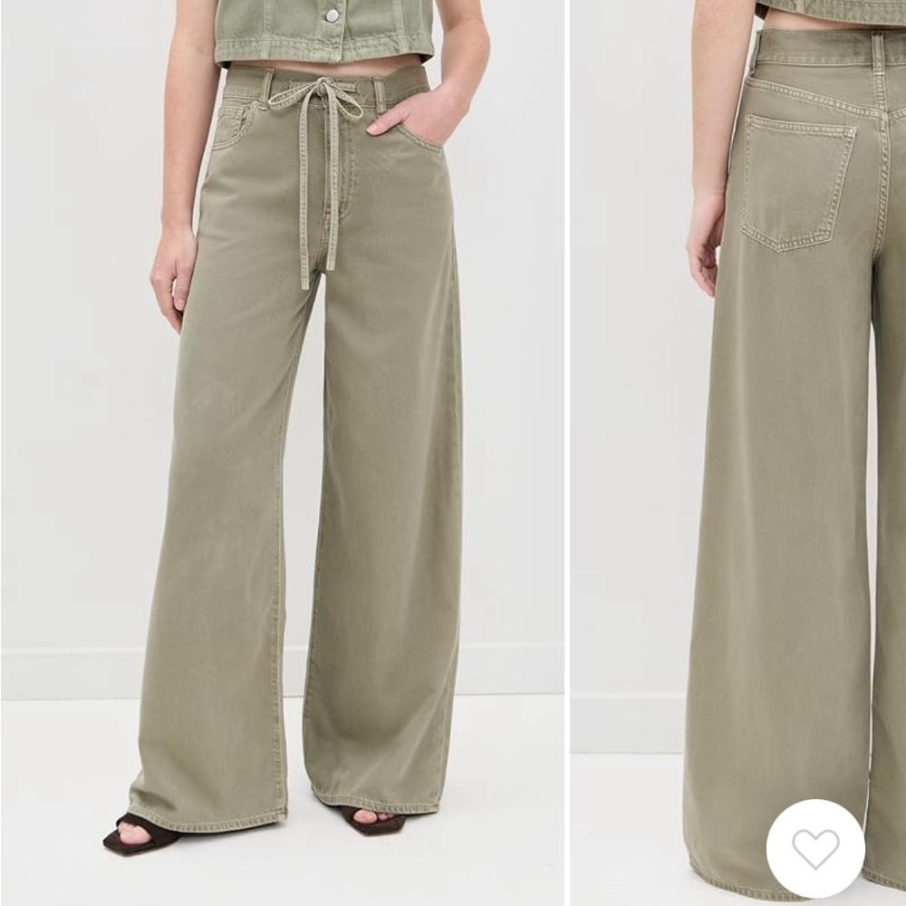 Madewell Tencel Wide Leg Drawstring Jeans in Green New with Tags